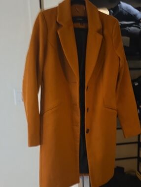 Vero Moda Mustard Yellow Single-Breasted Long Trench Coat
